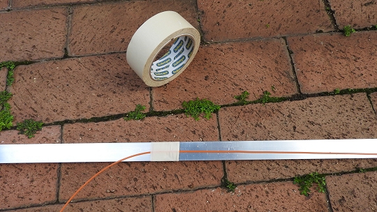 11 m Band Extended Double Zeppelin 'Zepp' (EDZ) MkII antenna centred at 27.500 MHz: Tape guy anchor lines in place temporarily