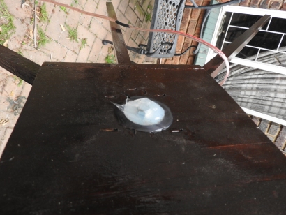 11 m Band Cobwebb antenna centred at 27.500 MHz: Mounting screw and two nails sealed with Marine silicone sealer